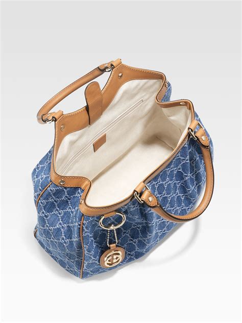 gucci sukey denim medium tote|Gucci tote bag.